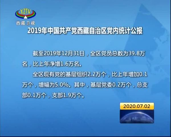 2019年中国共产党西藏自治区党内统计公报