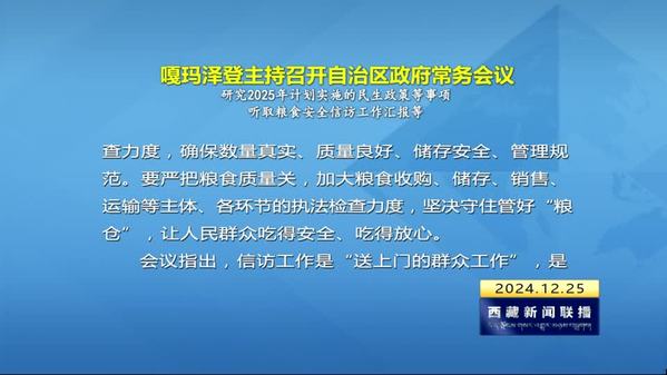 嘎玛泽登主持召开自治区政府常务会议