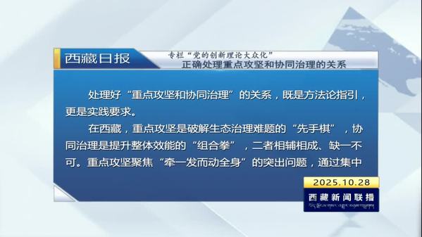 《西藏日报》专栏“党的创新理论大众化”：正确处理重点攻坚和协同治理的关系
