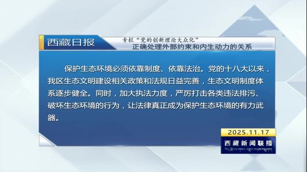 《西藏日报》专栏“党的创新理论大众化”：正确处理外部约束和内生动力的关系