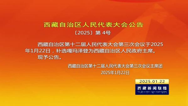 西藏自治区人民代表大会公告〔2025〕第 4号