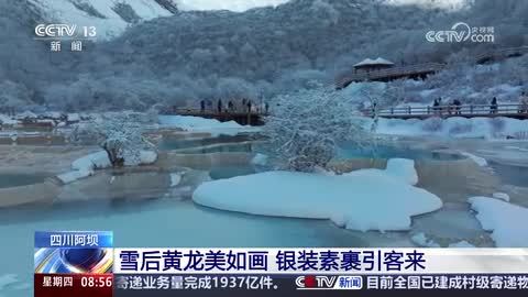 四川阿坝：雪后黄龙美如画 银装素裹引客来