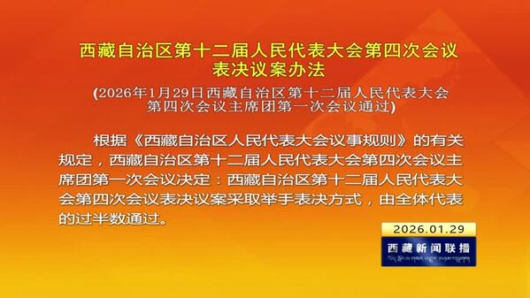 西藏自治区第十二届人民代表大会第四次会议表决议案办法