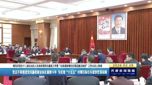 嘎玛泽登在十二届自治区人民政府第四次廉政工作暨“以铁规矩硬杠杠锻造廉洁政府”工作会议上强调 坚定不移推进党风廉政建设和反腐败斗争 为实现“十五五”时期目标任务提供坚强保障