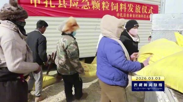 申扎县举行应急颗粒饲料集中发放仪式
