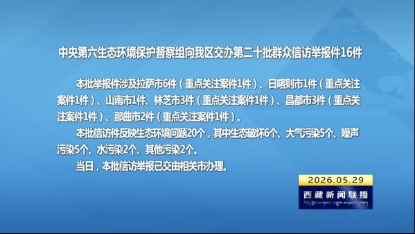 【建设美丽西藏·中央生态环境保护督察进行时】中央第六生态环境保护督察组向西藏自治区交办第二十批群众信访举报件16件