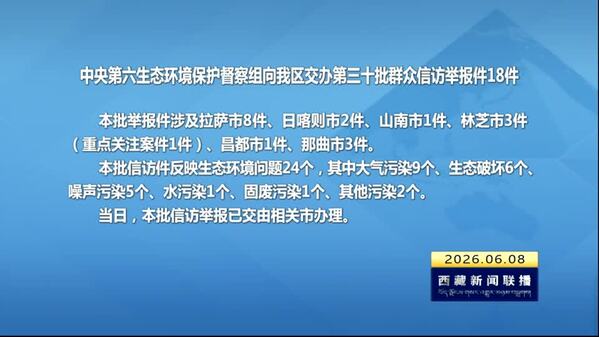 【建设美丽西藏·中央生态环境保护督察进行时】中央第六生态环境保护督察组向西藏自治区交办第三十批群众信访举报件18件