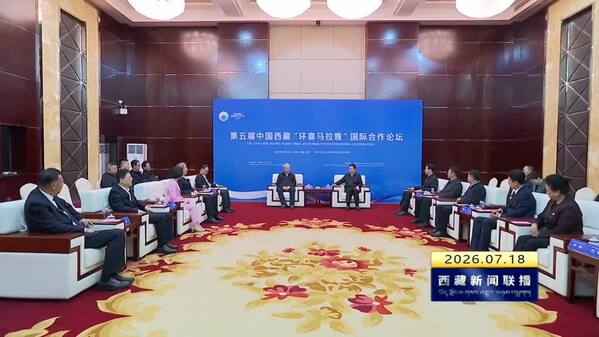 王君正与出席第五届中国西藏“环喜马拉雅”国际合作论坛的全国政协副主席王光谦座谈
