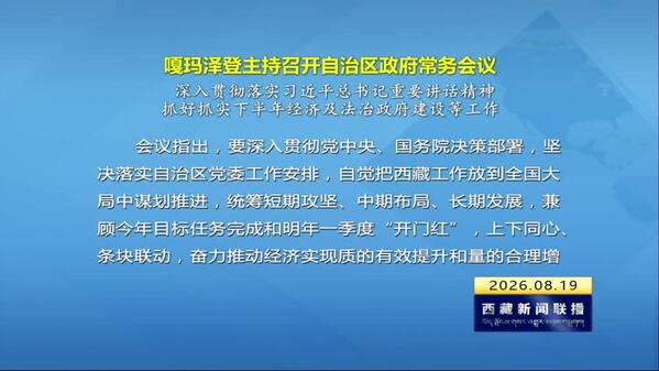 嘎玛泽登主持召开西藏自治区政府常务会议 深入贯彻落实习近平总书记重要讲话精神 抓好抓实下半年经济及法治政府建设等工作