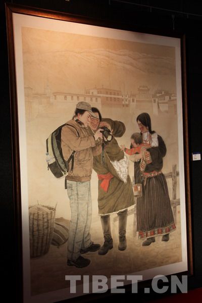 Photo shows an artwork displayed during the "Beauty of Tibet" Painting and Photography Exhibition held in Australia.