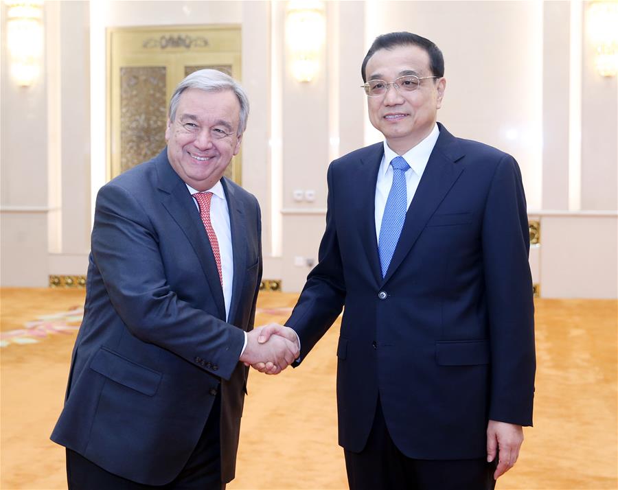 President Xi, Premier Li meet with Antonio Guterres in Beijing