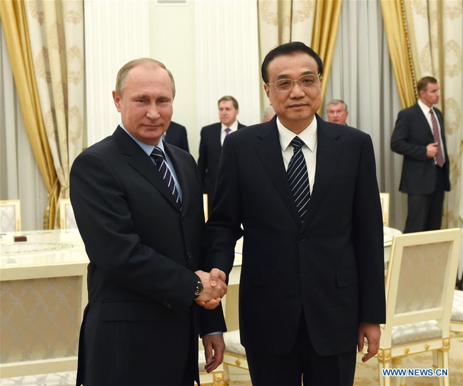 Chinese premier, Russian president meet on promoting China-Russia ties