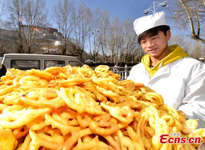 Traditional food ready for Tibetan New Year