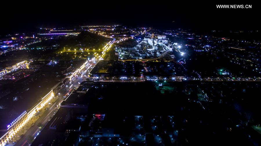 Night scene of Potala Palace in Lhasa, Tibet