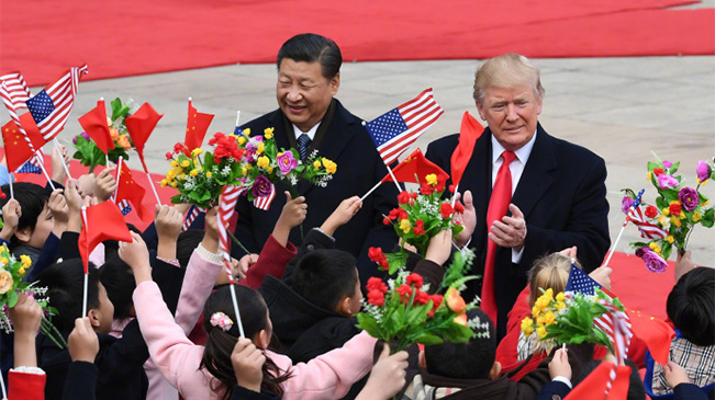 习近平为美国总统特朗普举行欢迎仪式