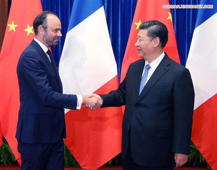 Xi Jinping trifft französischen Premierminister Edouard Philippe Xi Jinping trifft französischen Premierminister Edouard Philippe