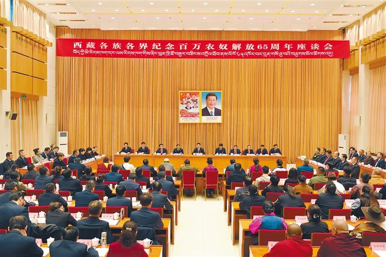 王君正在西藏各族各界紀念百萬農奴解放65周年座談會上的講話