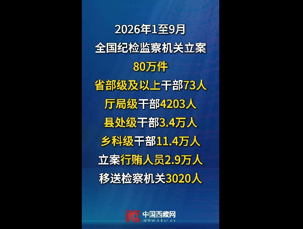1至9月全国纪检监察机关立案省部级及以上干部73人