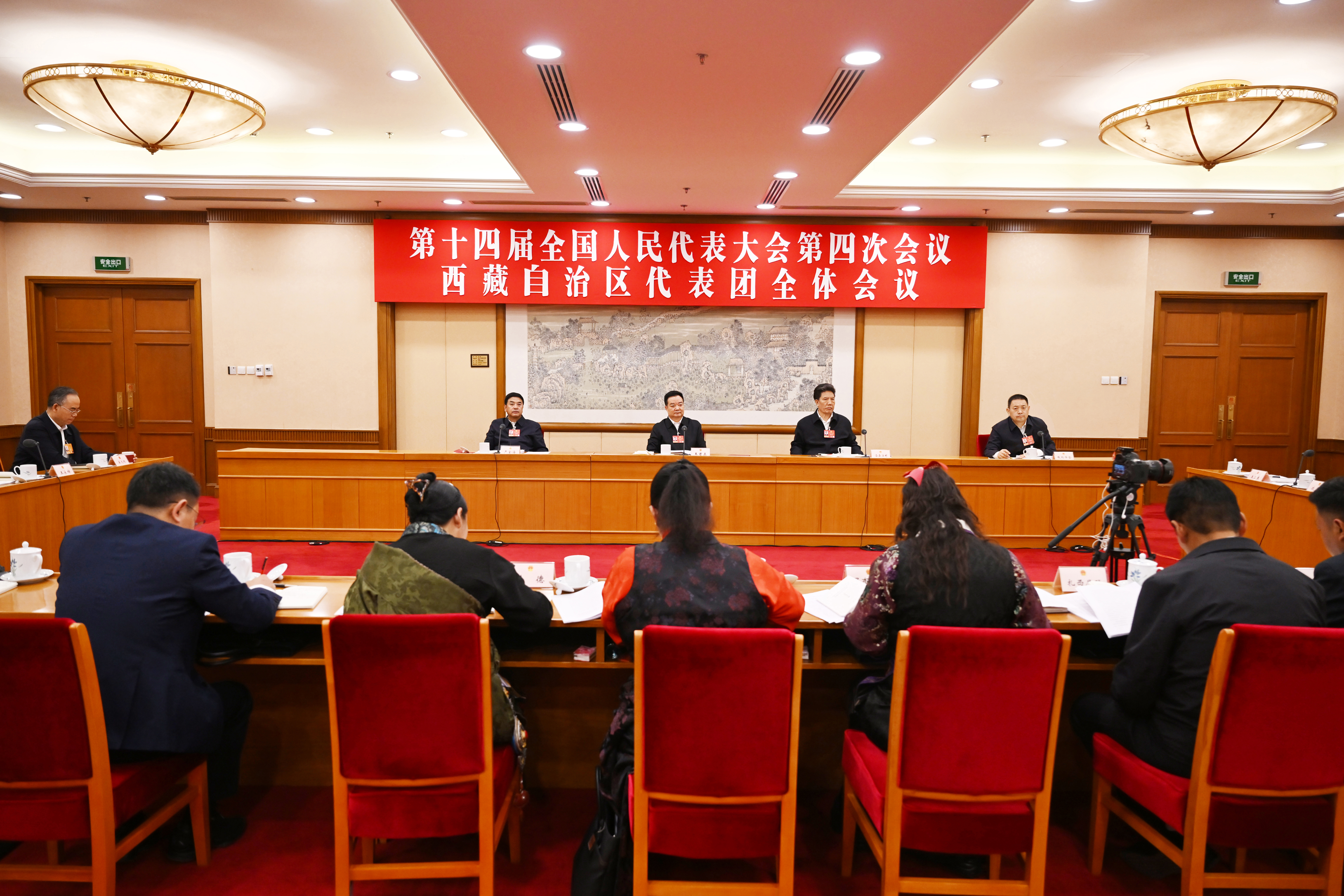 西藏代表团举行全体会议 审议全国人大常委会工作报告等 洛桑江村参加 王君正主持并讲话